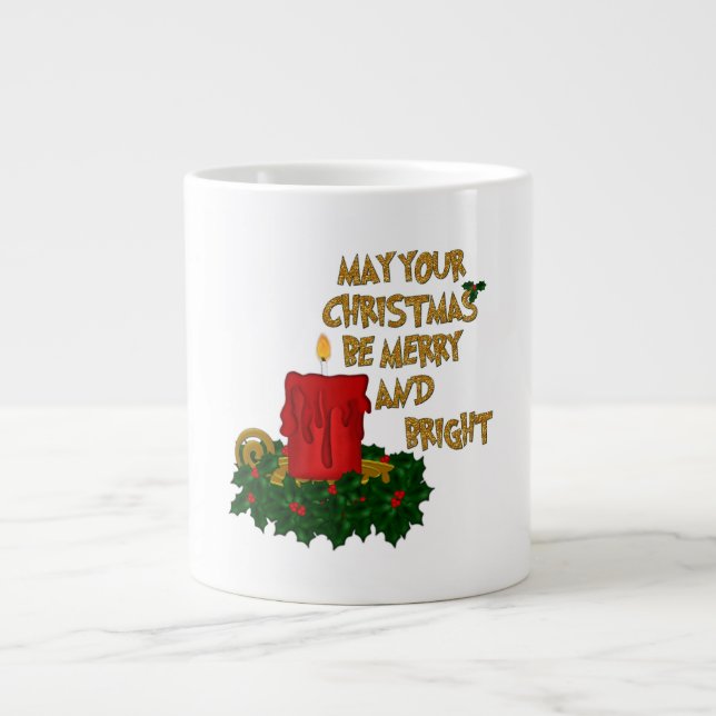 Merry och Bright Red Jul Candle Mugg Jumbo Mugg (Framsidan)