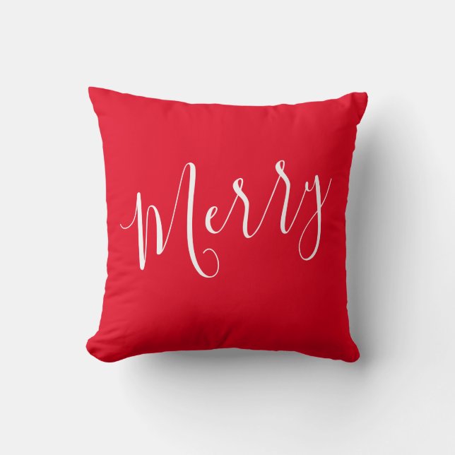 Merry och Bright Red jul Dekorativ kudde (Framsida)