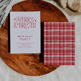 Merry och Bright Red Minimalist Inbjudningar
