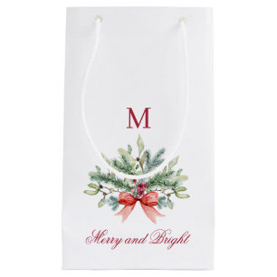 Merry och Bright Red Monogram Helgdag Greenery