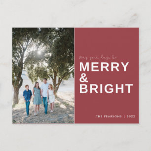 Merry och Bright Red Photo Helgdag Vykort