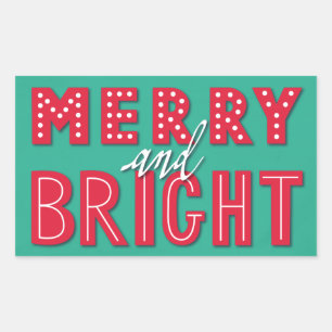 Merry och Bright Rektangulärt Klistermärke