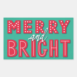 Merry och Bright Rektangulärt Klistermärke
