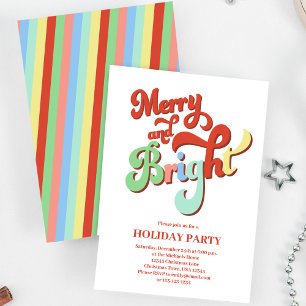Merry och Bright Retro jul Party Inbjudningar