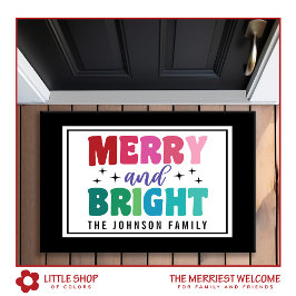 Merry och Bright Retro Stil Monogram jul