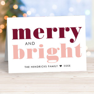 Merry och Bright Ro Guld och Vin Red Helgdag Kort