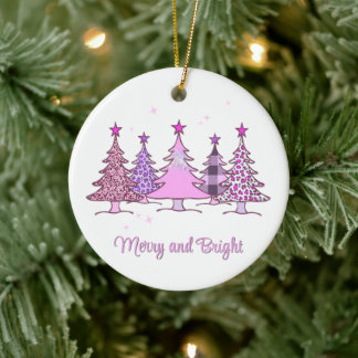 Merry och Bright Rosa Julafton Träd Ornament Keeps