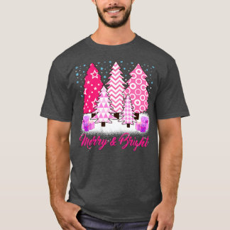 Merry och Bright Rosa Julgran, Rosa Christm T Shirt