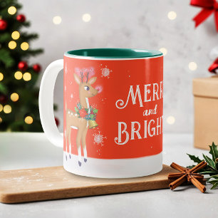 Merry och Bright Rudolph Reindeer Två-Tonad Mugg