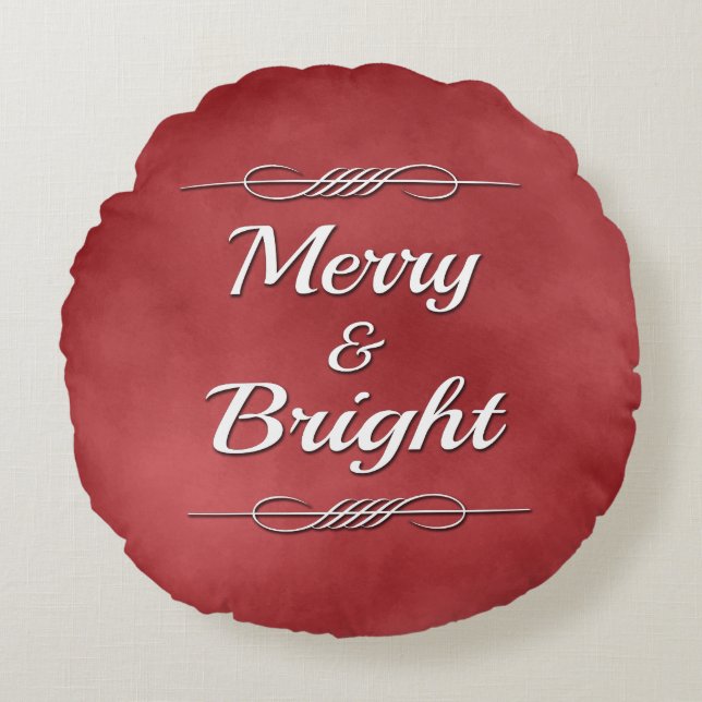 Merry och Bright Rund Kudde (Framsidan)
