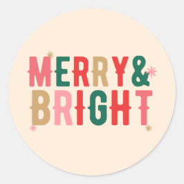 Merry och Bright Runt Klistermärke