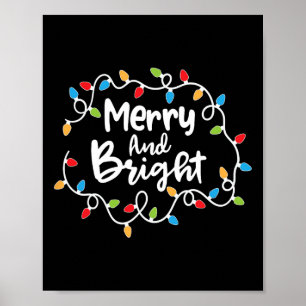 Merry och Bright Santa jul Julafton Ljus Pajam Poster