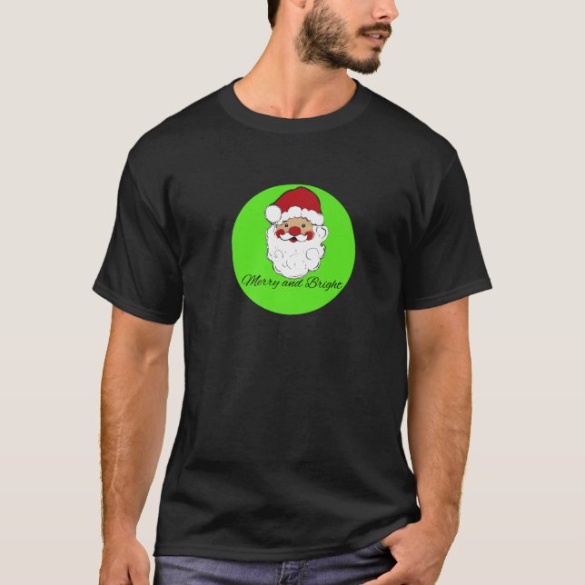 Merry och Bright Santa Premium T Shirt (Framsida)