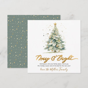 Merry och Bright Script Julgran non Photo Julkort