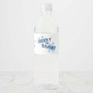 Merry och Bright, Silver och Blue Helgdag Vattenflaskor Etikett
