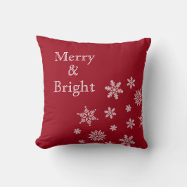 Merry och Bright Snöflingor Red jul Kudde