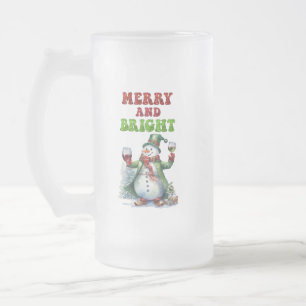 Merry och Bright Snögubbe Frostat Ölglas