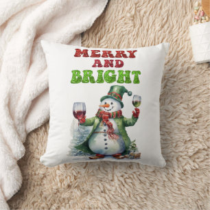 Merry och Bright Snögubbe Kudde