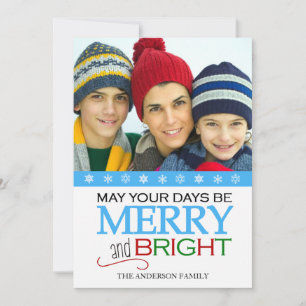Merry och Bright Snowflake 5x7-fotokort - Aqua Julkort