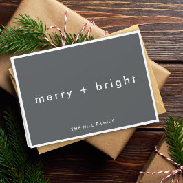 Merry och Bright | Snyggt Charcol Grått jul Helgkort