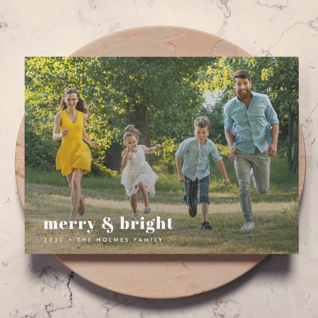 Merry och Bright | Snyggt-familjens fotojul Julkort (Skapare uppladdad)