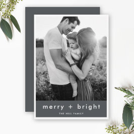 Merry och Bright | Snyggt Grått-julfoto Julkort