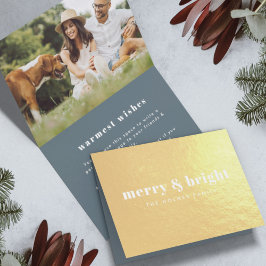 Merry och Bright | Snyggt Modern Photo Julafton Gu Folierat Kort
