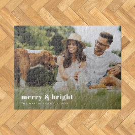 Merry och Bright | Snyggt Modern Photo Julafton Pussel