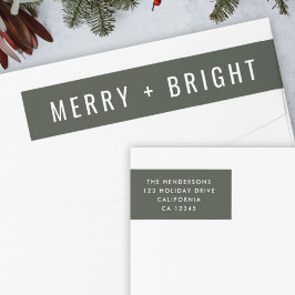 Merry och Bright | Snyggt Mörk grönt jul Etikettband