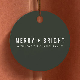 Merry och Bright | Snyggt Mörk grönt jul Gåvor Etiketter