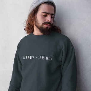 Merry och Bright Snyggt Mörk grönt jul Lång Ärmad Tröja