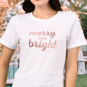 Merry och Bright - söt ro guld-skript T Shirt