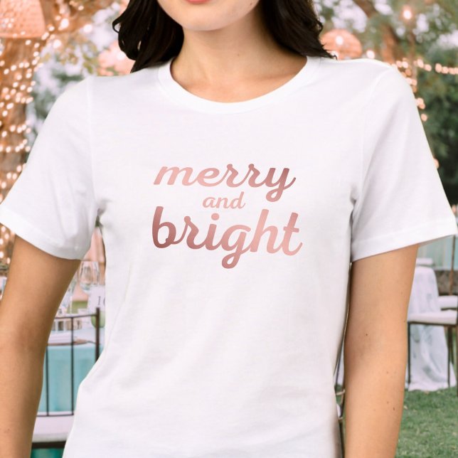 Merry och Bright - söt ro guld-skript T Shirt (Skapare uppladdad)