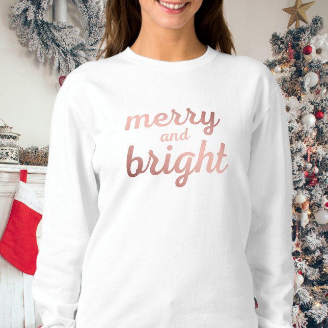 Merry och Bright - söt ro guld-skript T Shirt (Skapare uppladdad)