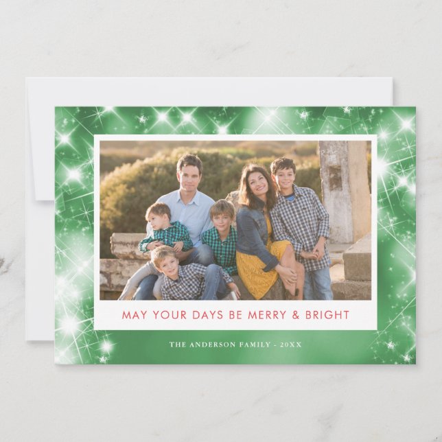 Merry och Bright Stars | Två fotojul Julkort (Framsida)