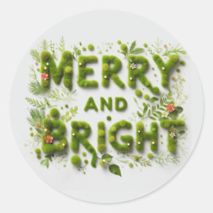 Merry och Bright Stickers Runt Klistermärke