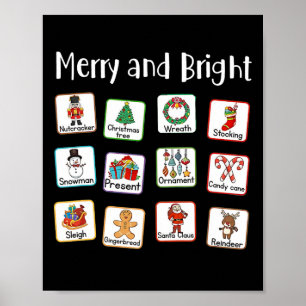 Merry och Bright Tal Therapist Aac Slp Christma Poster