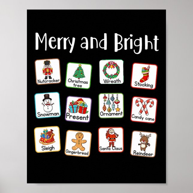 Merry och Bright Tal Therapist Aac Slp Christma Poster (Framsidan)