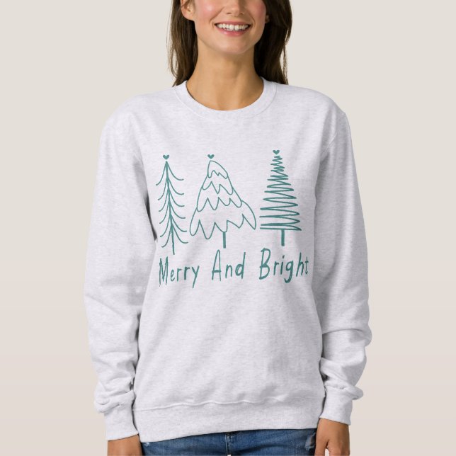 Merry och Bright Träd T Shirt (Framsida)