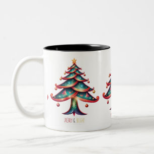 Merry och Bright Träd Två-Tonad Mugg