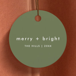 Merry och Bright | Trendig Moss Grönt jul Gåvor Etiketter