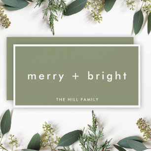 Merry och Bright   Trendig Moss Grönt jul Julkort