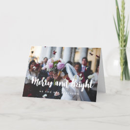 Merry och Bright Trendig Newlyed Photo Helgkort