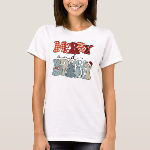 Merry och BrightStor-Jul-God jul-Funny T-Shir T Shirt