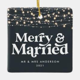 Merry och gifta bröllop julklapp julgransprydnad keramik