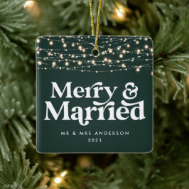 Merry och gifta bröllop julklapp julgransprydnad keramik