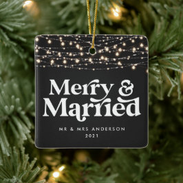 Merry och gifta bröllop julklapp julgransprydnad keramik