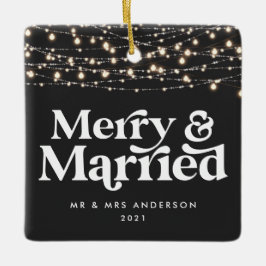 Merry och gifta bröllop julklapp julgransprydnad keramik