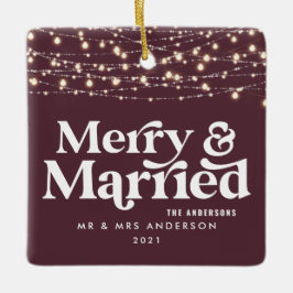 Merry och gifta bröllop julklapp julgransprydnad keramik