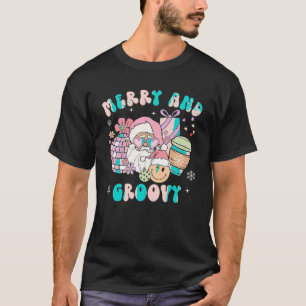 Merry och Groovy Funny Rosa Santa Smile Ansikte Re T Shirt
